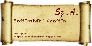 Szánthó Arzén névjegykártya